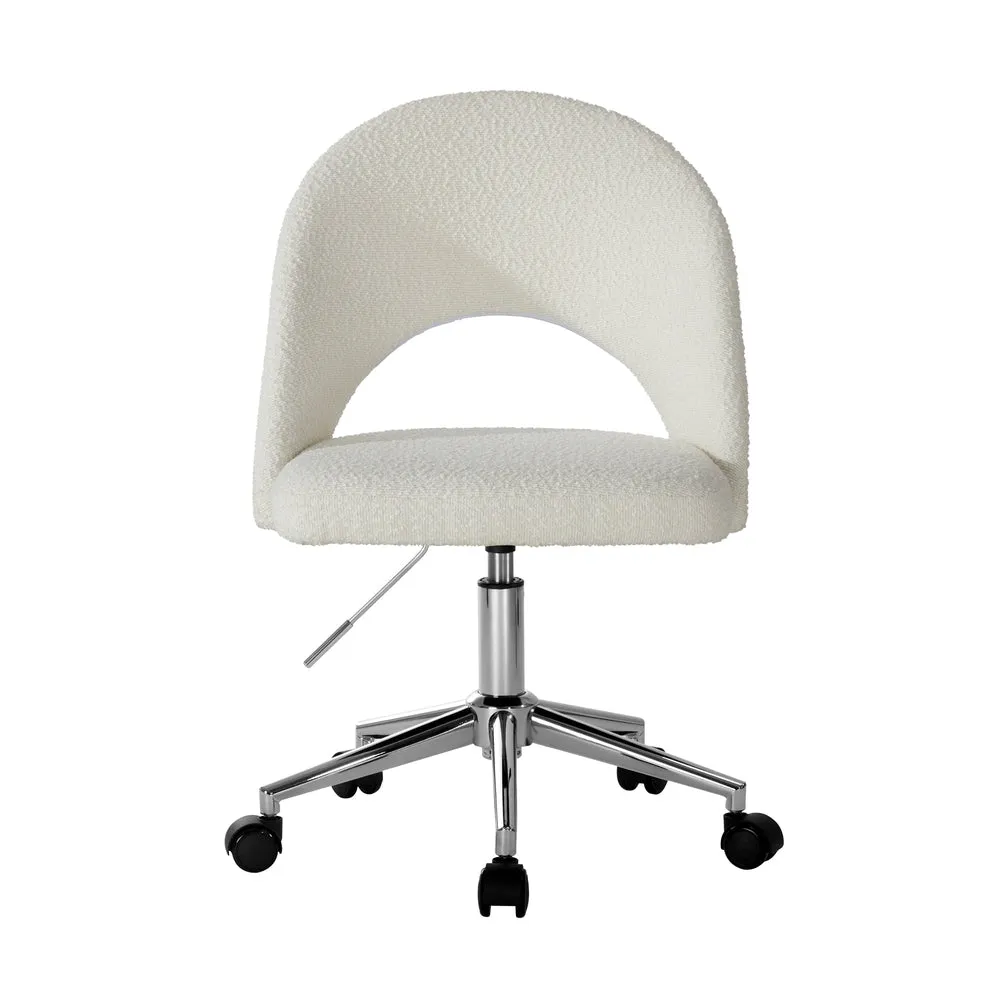 Hollow Armless Home Office Chair Boucle White/Gold/Silver