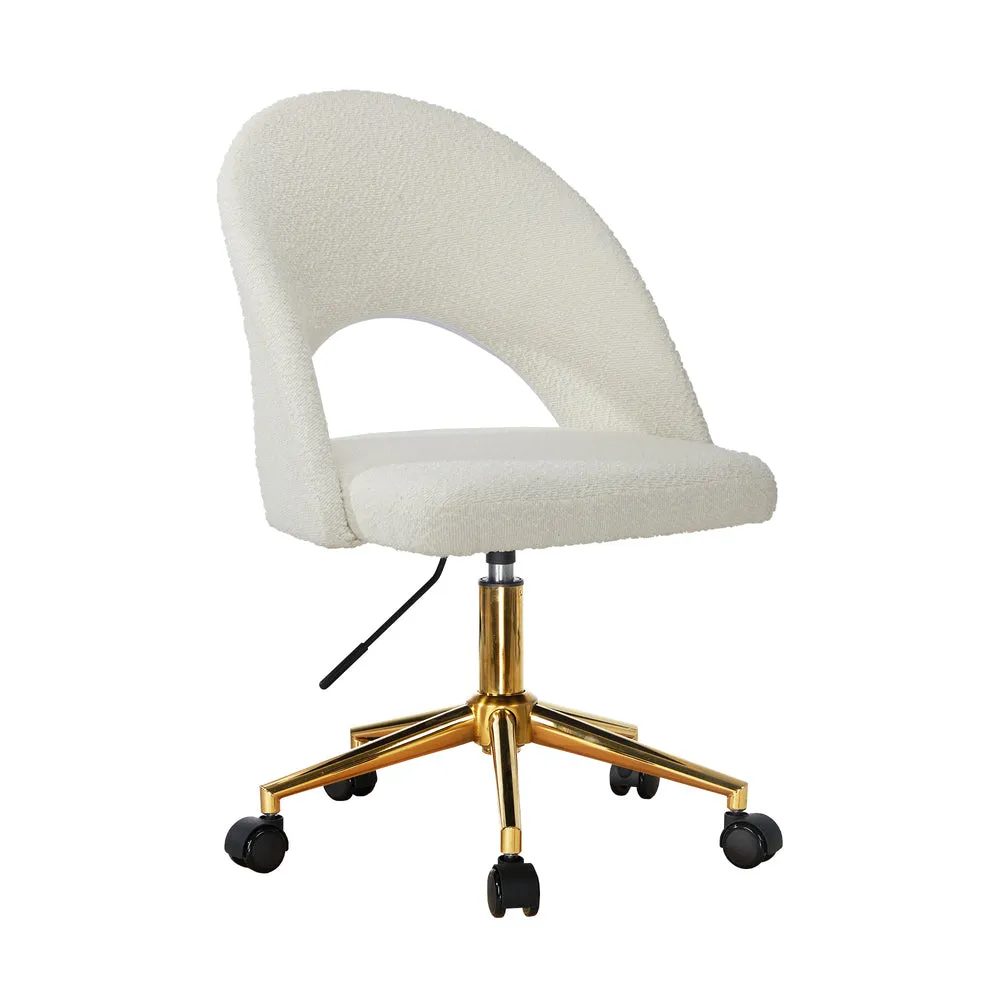 Hollow Armless Home Office Chair Boucle White/Gold/Silver