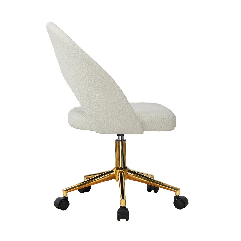 Hollow Armless Home Office Chair Boucle White/Gold/Silver