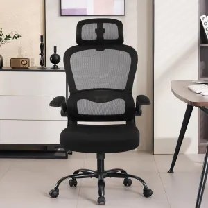 Home Office Chair, Ergonomic Desk Mesh Computer Chair with Adaptive Lumbar Support Armrest Executive Rolling Swivel Adjustable High Back Task Chairs for Women Adults, Black ﻿