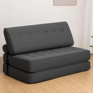 HOMMPA Folding Sofa Bed Sleeper Sofa Chair 3 in 1 Convertible Sofa Bed with 2 Pillows Foldable Mattress with Back Support Floor Lounge Sofa for Home Office Couches Queen Size Grey