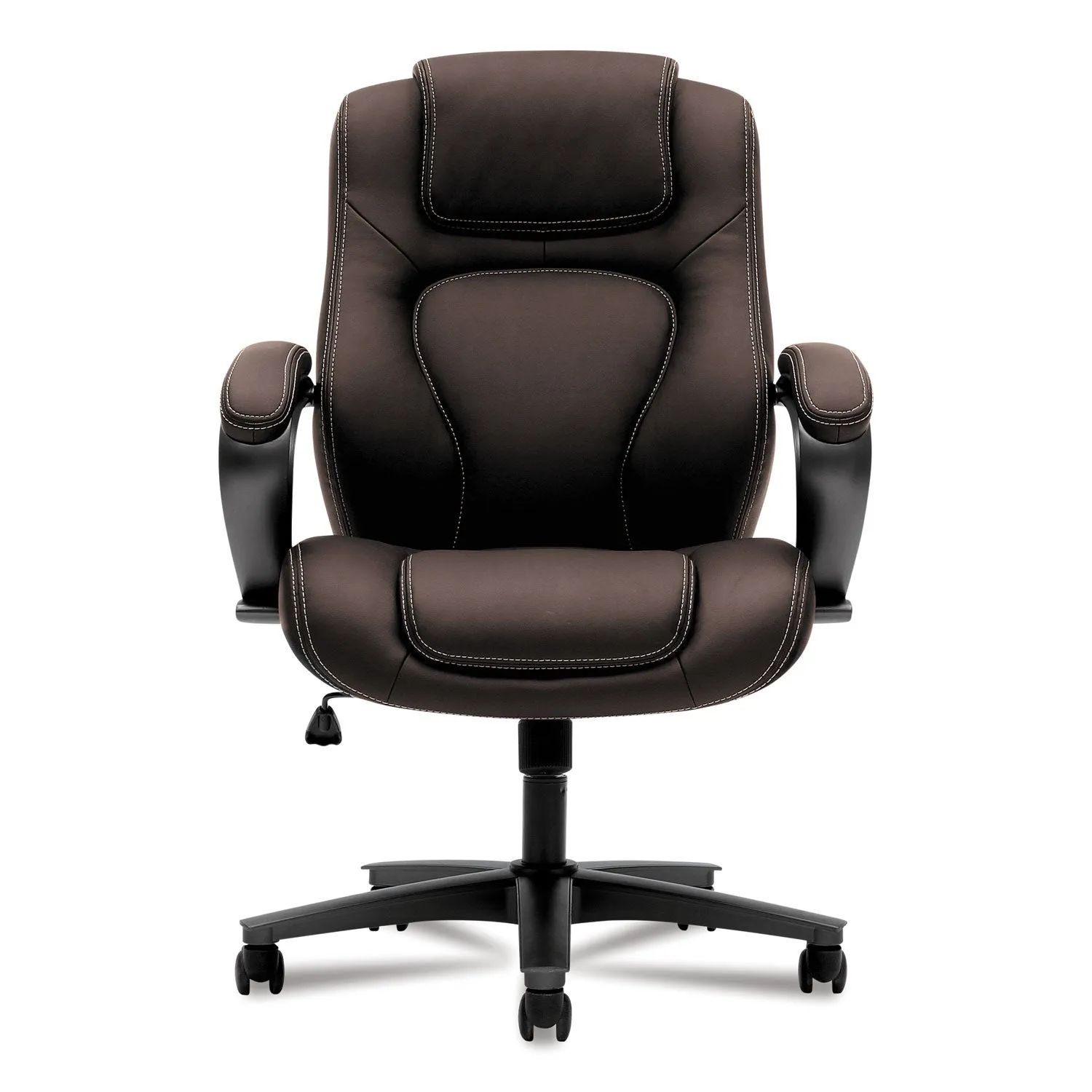 HON® Hvl402 Series Executive High-Back Chair, Supports Up To 250 Lb, 17" To 21" Seat Height, Brown Seat/back, Black Base