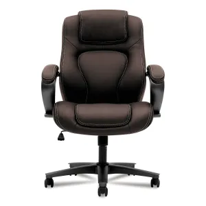 HON® Hvl402 Series Executive High-Back Chair, Supports Up To 250 Lb, 17" To 21" Seat Height, Brown Seat/back, Black Base