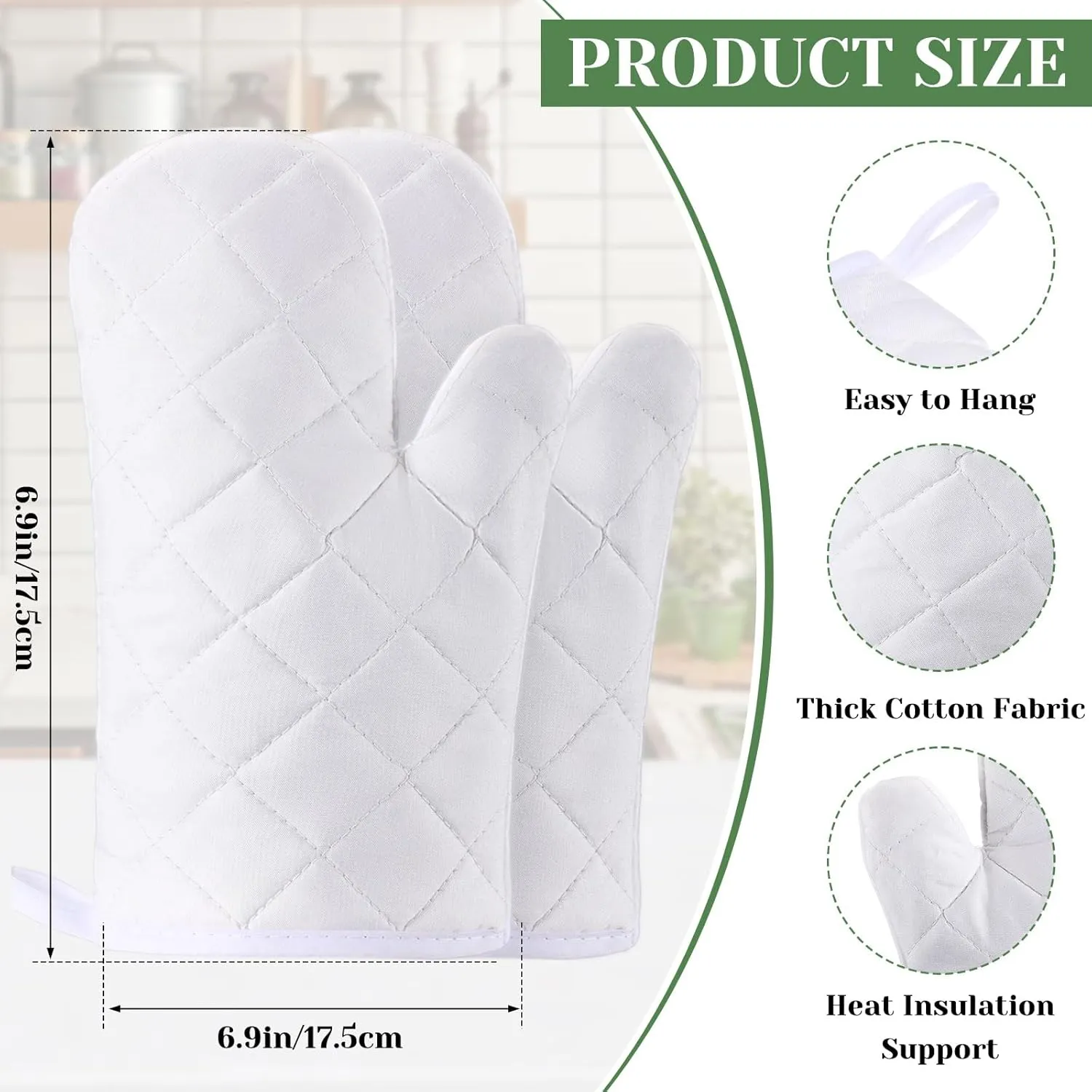 Hoolerry 24 Pcs Blank Sublimation Oven Mitts Set Include Sublimation Pot Holders Bulk DIY Heat Resistance Oven Gloves with Hanging Loops Pads for Spring Teacher Kitchen Baking Gifts (White)