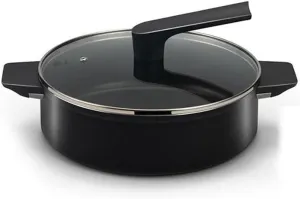 Hot Pot Camping Cooking Hiking Cookware Outdoor Cast Iron Lid Soup(Black)