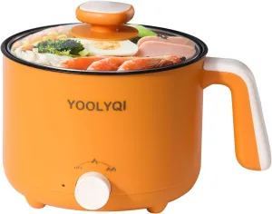 Hot Pot Electric Ramen Cooker: YOOLYQI 1.5 L Portable Lazy Pot, Dual Power Regulation, Suitable for Ramen,Noodles, Soup, Oatmeal Non-Stick Pot, Dorm, Office Must Have Multi Shabu Shabu Pot