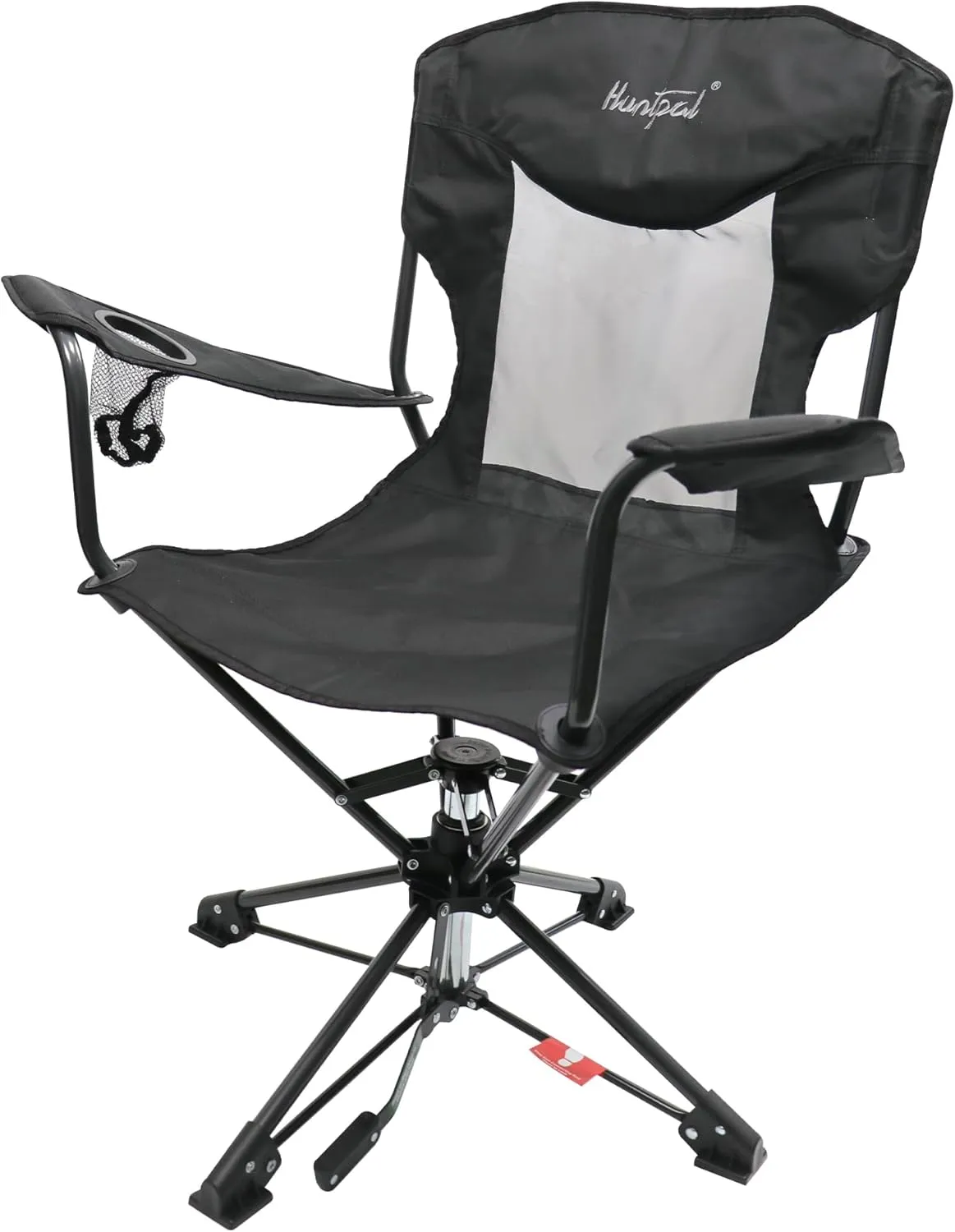 HUNTPAL 360° Swivel Hunting Chair for Blinds, Foldable Steel Frame with Armrests, Rotary Locking, Cup Holder & Shoulder Strap, Water-Resistant 600D Canvas Outdoor Seat for Hunting & Fishing