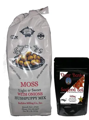 Hush Puppy Mix (with onions) 2 lbs and Seafood Boil 3 Oz