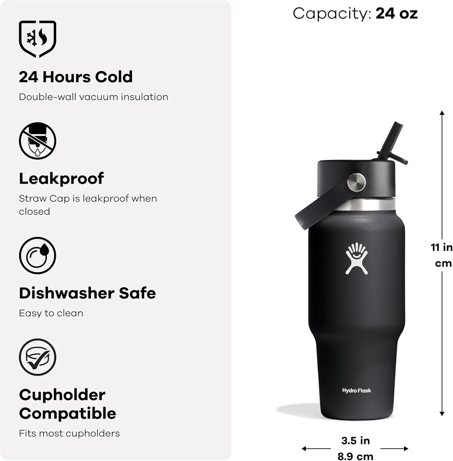Hydro Flask 24 OZ Wide Flex Straw Travel Bottle Birch