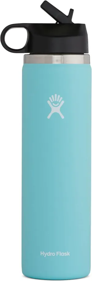 Hydro Flask 24 oz Wide Mouth with Straw Lid Stainless Steel Reusable Water Bottle - Vacuum Insulated, Dishwasher Safe, BPA-Free, Non-Toxic