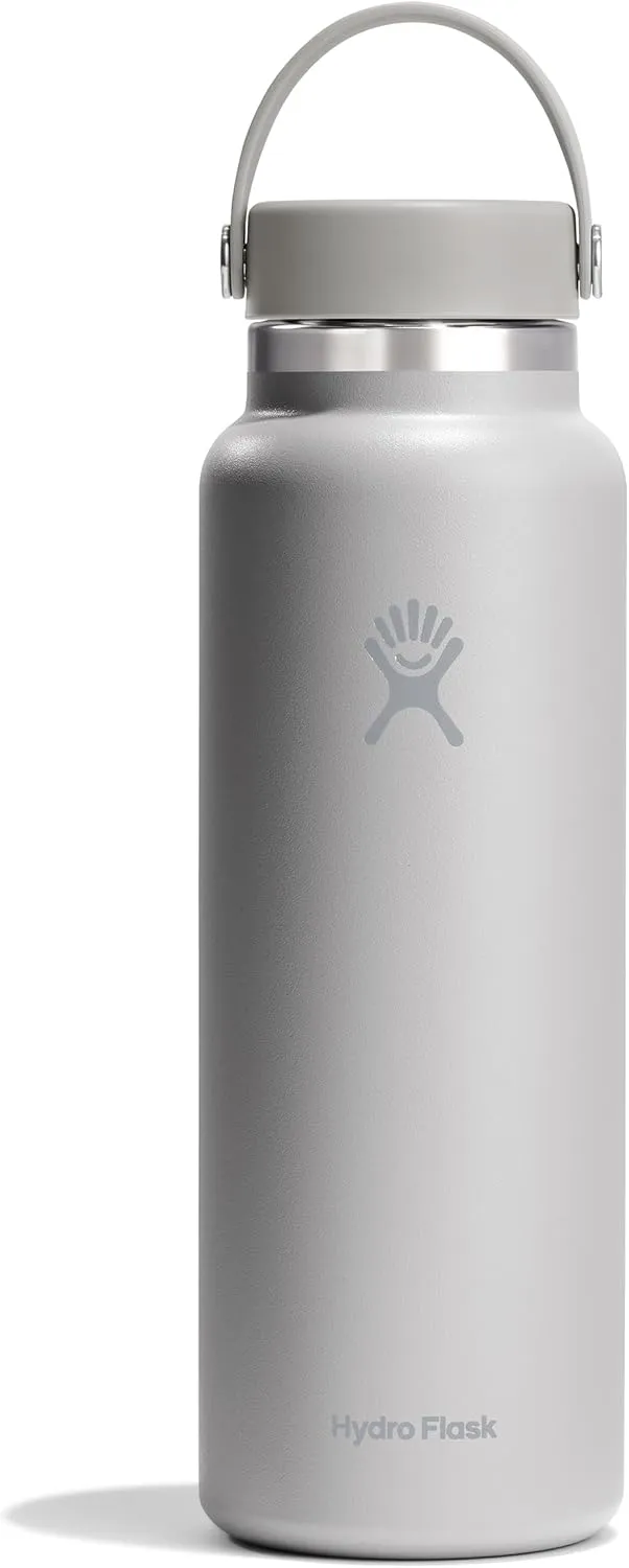 Hydro Flask Wide Mouth vacuum insulated stainless steel water bottle with leakproof closeable lid for cold water drinks, sports, travel, car and school