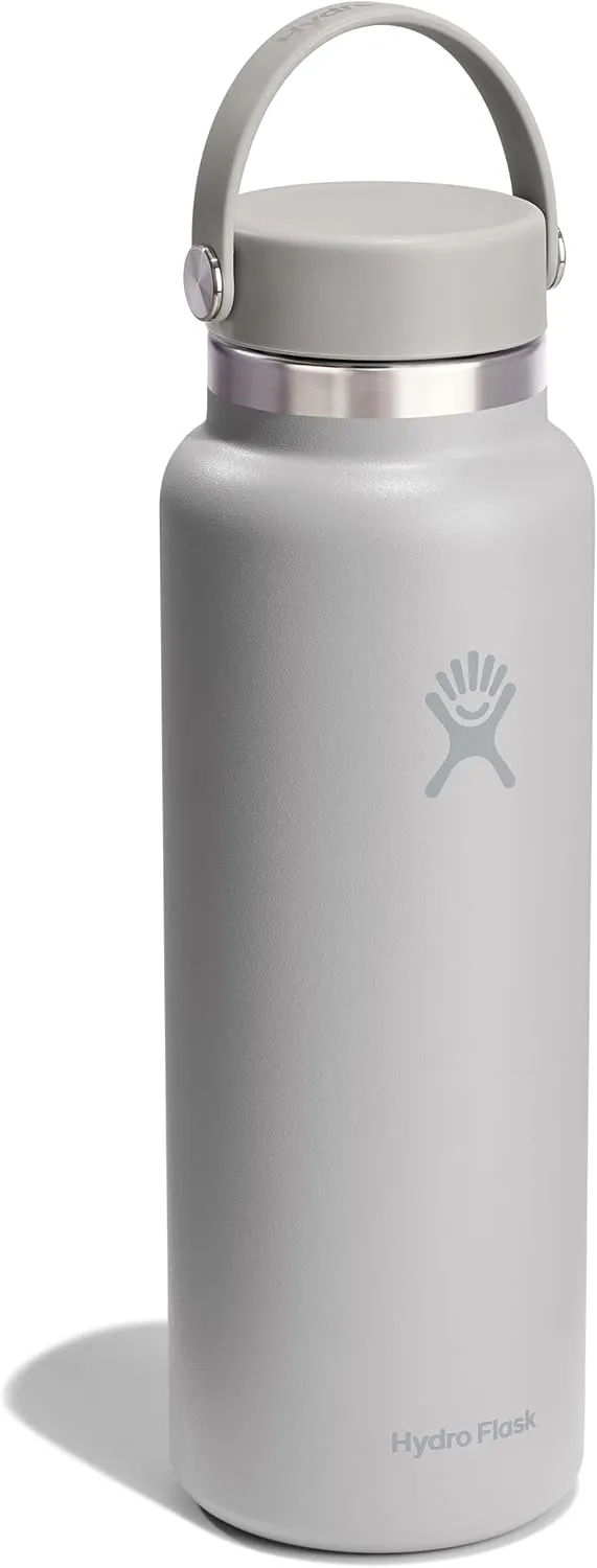 Hydro Flask Wide Mouth vacuum insulated stainless steel water bottle with leakproof closeable lid for cold water drinks, sports, travel, car and school