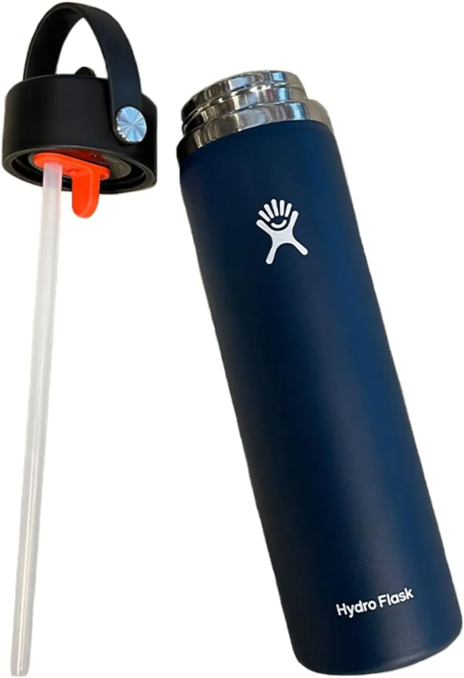 HYDRO FLASK Wide Mouth vacuum insulated stainless steel water bottle with leakproof closeable straw lid for cold water drinks, sports, travel, car and school