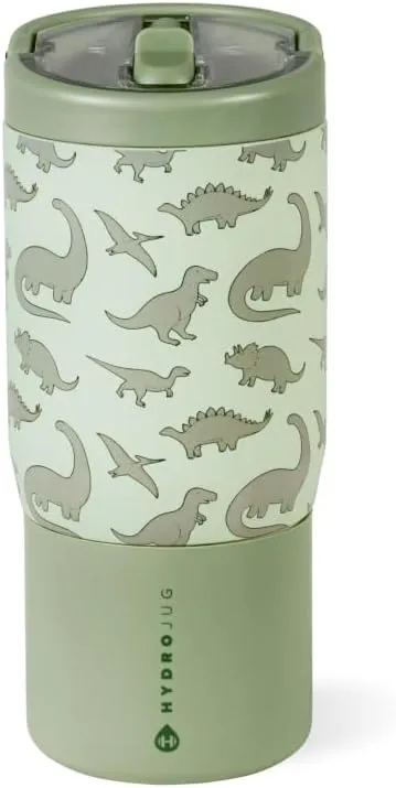 HydroJug Kids 14 oz Sport Water Bottle – Stainless Steel, Insulated, 100% Leakproof, With Carry Handle, BPA-Free – Kid-Friendly Design – Durable & Dishwasher Safe, Dinosaur