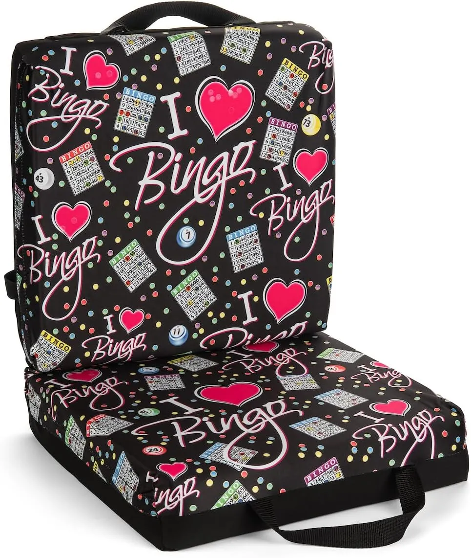 I Love Bingo Black Pattern Double Cushion for Relief During Bingo