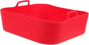 IMIKEYA Reusable Air Fryer Pan Square Baking Liner Non-stick Silicone Pot Red 20 Inch for Airfryer Accessories