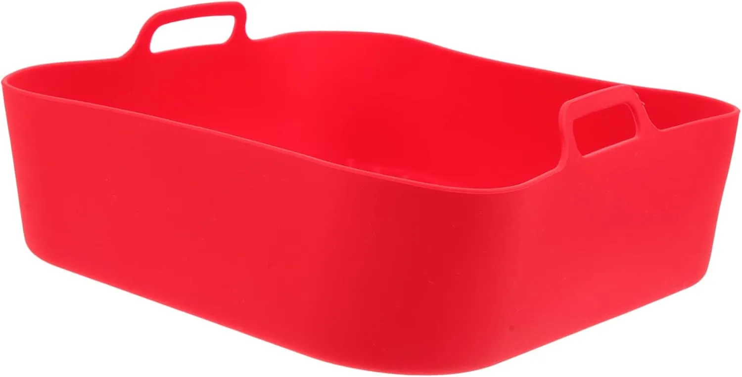 IMIKEYA Reusable Air Fryer Pan Square Baking Liner Non-stick Silicone Pot Red 20 Inch for Airfryer Accessories