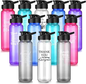 Inbagi 12 Pcs Thank You Water Bottles Gift Bulk 24oz Plastic Water Bottle Thank You for Being Awesome Gift for CNA Week Teacher Appreciation Team Coworker Staff Athlete Office Staff Gym Camping Hiking