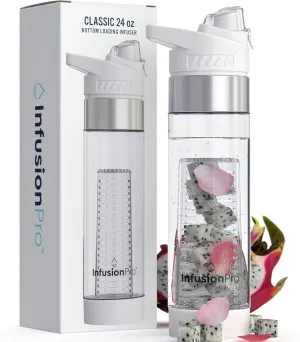 Infusion Pro 24 oz Fruit Infuser Water Bottle with Flavor Infuser and Flip Top Lid : Insulated Sleeve & Fruit Infused Water eBook : Bottom Loading Water Infuser for More Flavor : Unique Gift Idea