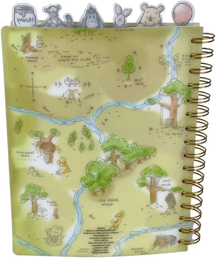 Innovative Designs Disney Winnie the Pooh Tab Journal Notebook, Spiral Bound, 144 Lined Pages, 8 x 7 inches