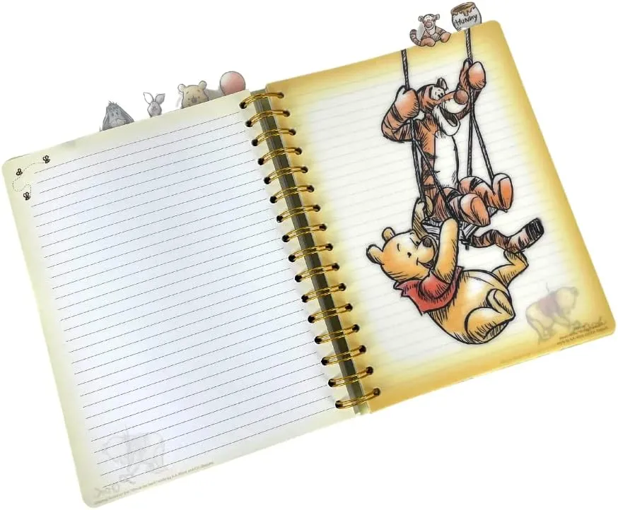 Innovative Designs Disney Winnie the Pooh Tab Journal Notebook, Spiral Bound, 144 Lined Pages, 8 x 7 inches