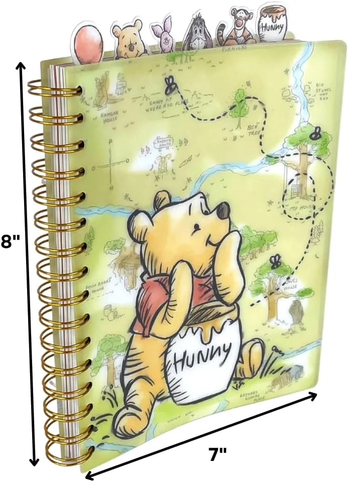 Innovative Designs Disney Winnie the Pooh Tab Journal Notebook, Spiral Bound, 144 Lined Pages, 8 x 7 inches