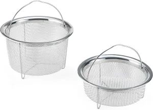 Instant Pot Official Mesh Steamer Basket Set, Stainless Steel, Dual-Purpose Steamer & Strainer, Easy-Lift Handle, Dishwasher Safe, Rust-Resistant, Essential Accessory for Healthy Cooking
