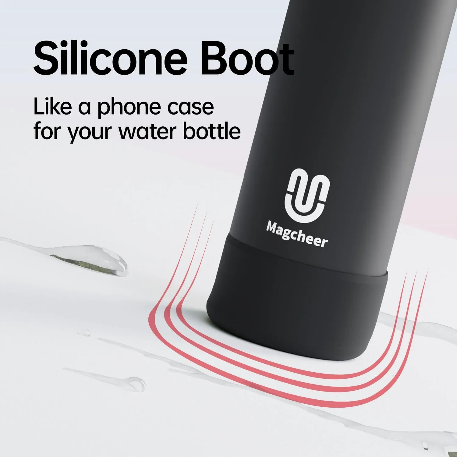 Insulated Magnetic Water Bottle - Reusable Stainless Steel Bottle with MagSafe Compatible Phone Holder - Keeps Cold for 24 Hours - Perfect for Gym, Sports, and Travel - Black 32oz