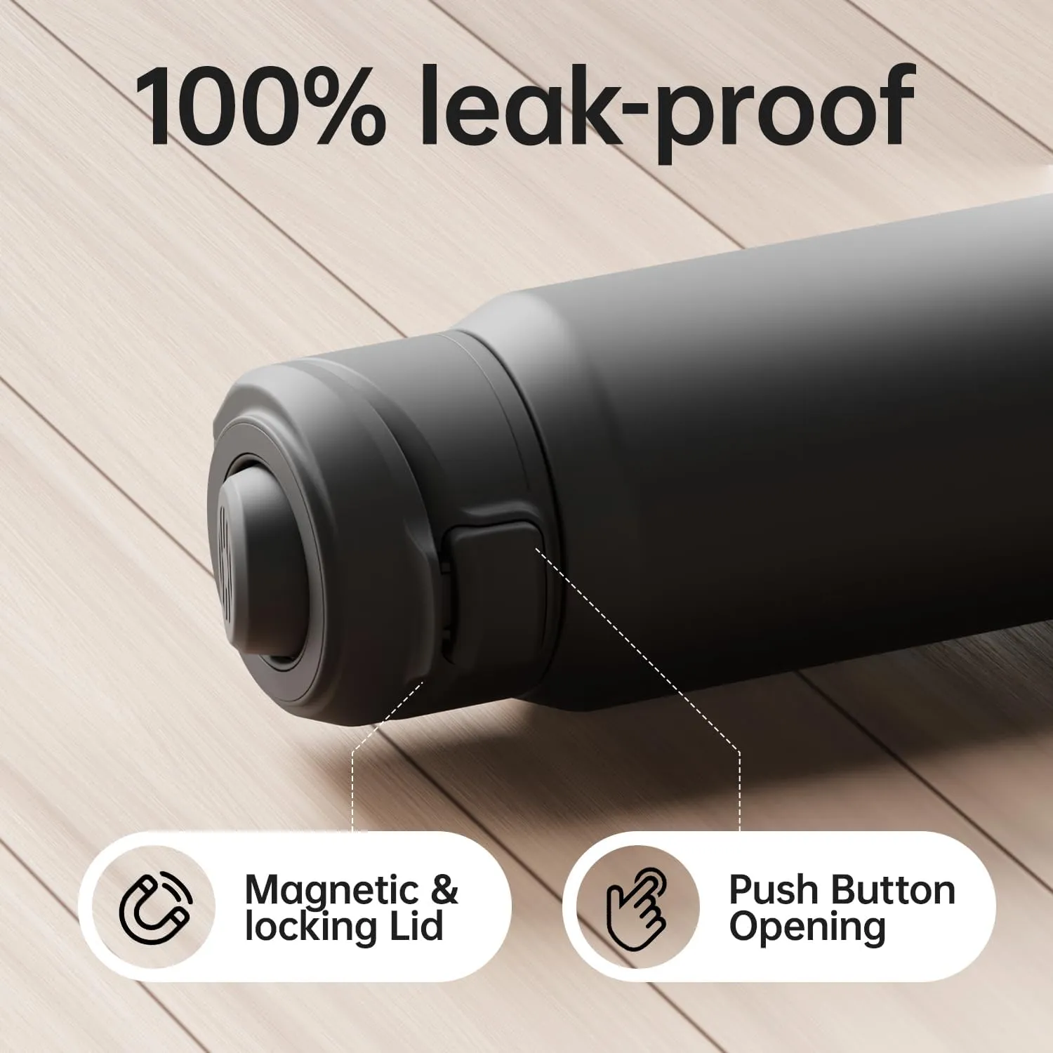Insulated Magnetic Water Bottle - Reusable Stainless Steel Bottle with MagSafe Compatible Phone Holder - Keeps Cold for 24 Hours - Perfect for Gym, Sports, and Travel - Black 32oz