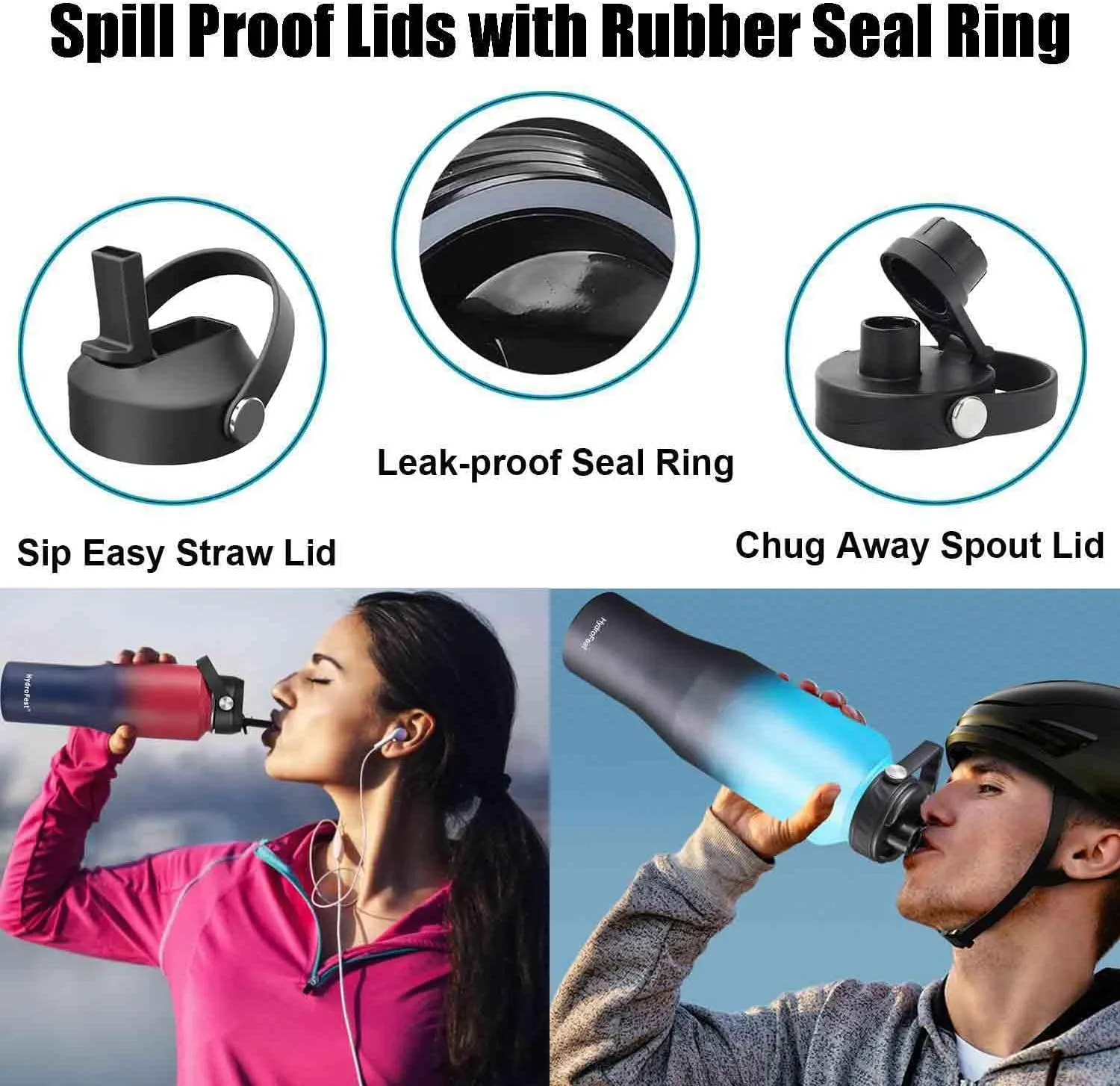 Insulated Stainless Steel Canteen - 32 oz Double Walled Leak-Proof Water Bottle with Straw Lid and Wide Mouth, BPA Free