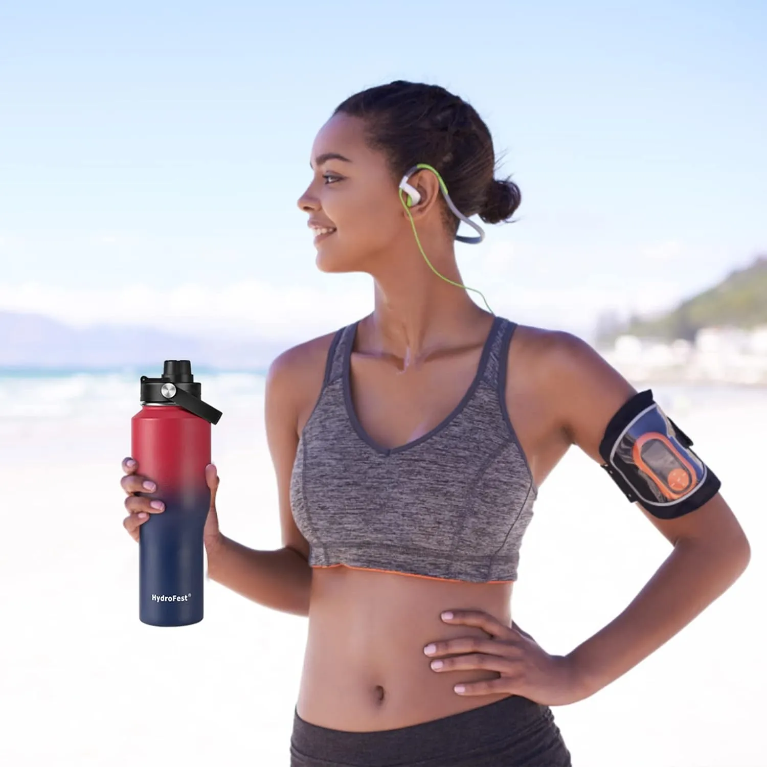 Insulated Stainless Steel Canteen - 32 oz Double Walled Leak-Proof Water Bottle with Straw Lid and Wide Mouth, BPA Free