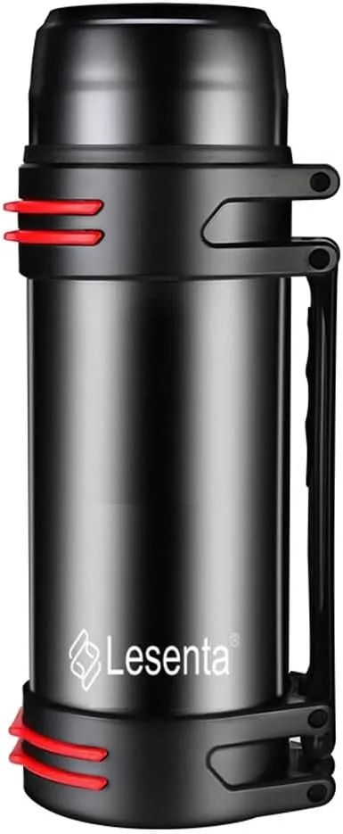 Insulated Thermoses 86oz for Coffee Hot & Cold Drink Stainless Steel Water Bottle with Wide Mouth Spout lid and Adjustable Strap (Black 86 Ounce)