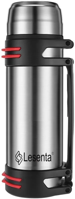 Insulated Thermoses 86oz for Coffee Hot & Cold Drink Stainless Steel Water Bottle with Wide Mouth Spout lid and Adjustable Strap (Sliver 40.5oz)