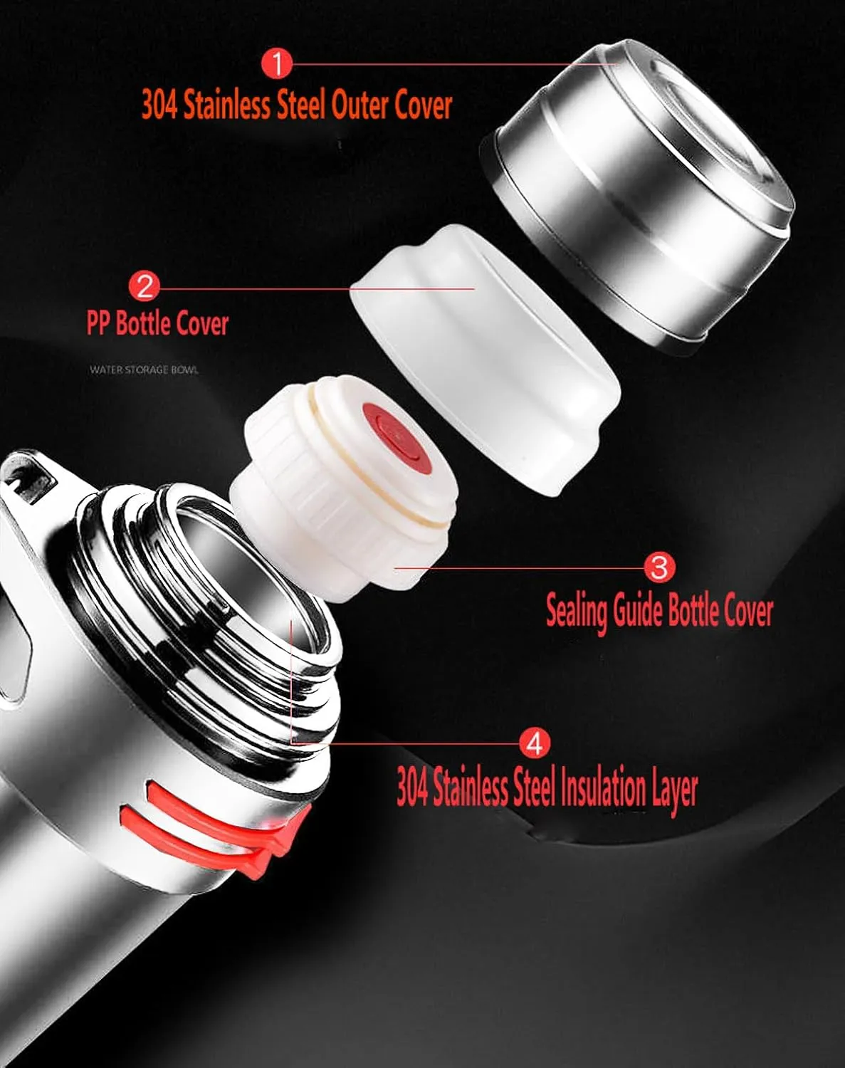 Insulated Thermoses 86oz for Coffee Hot & Cold Drink Stainless Steel Water Bottle with Wide Mouth Spout lid and Adjustable Strap (Sliver 40.5oz)