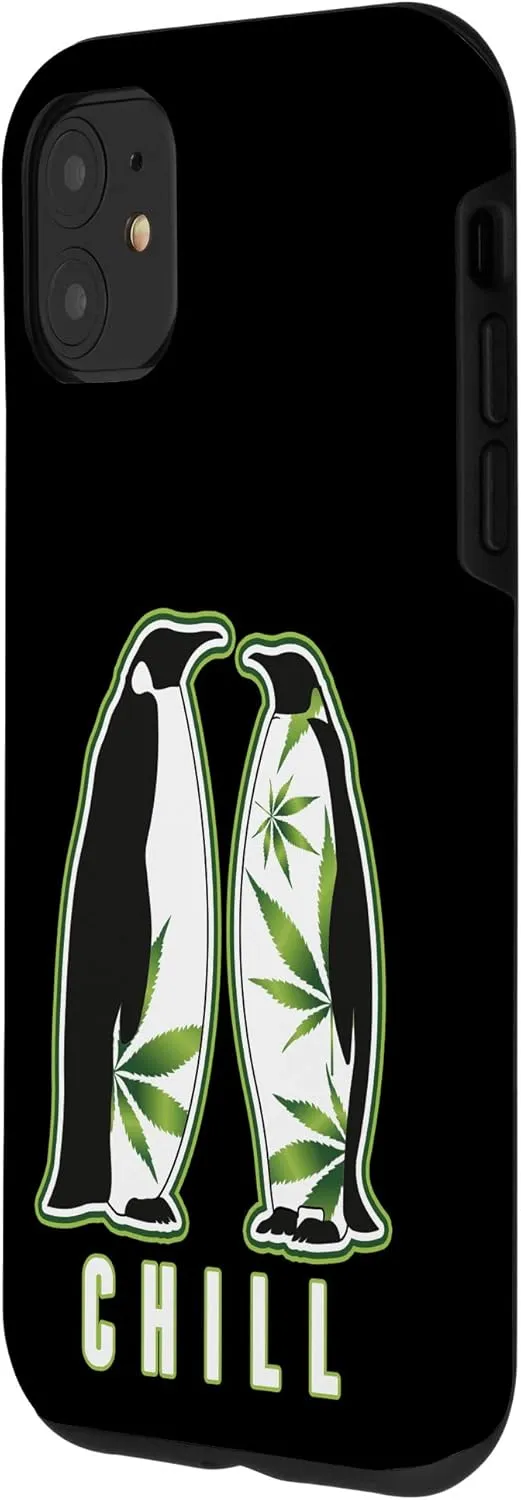 iPhone 11 Funny Penguin Marijuana Chill Weed 420 Marijuana Bud Pun Case