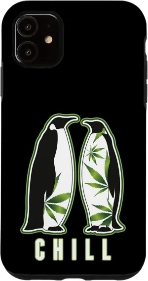 iPhone 11 Funny Penguin Marijuana Chill Weed 420 Marijuana Bud Pun Case