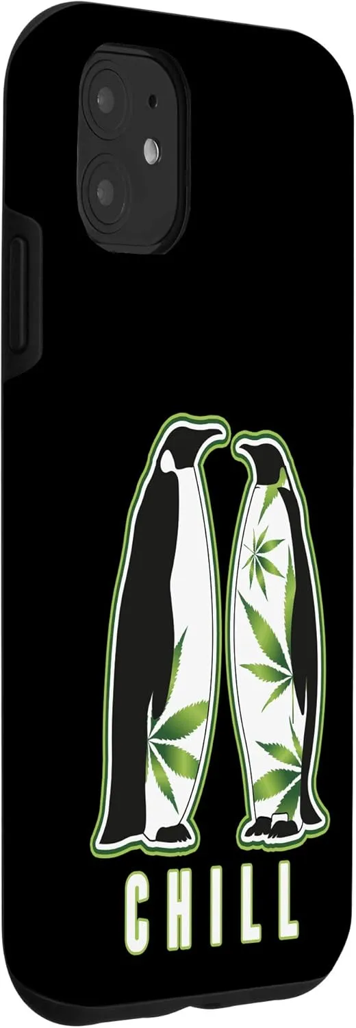 iPhone 11 Funny Penguin Marijuana Chill Weed 420 Marijuana Bud Pun Case