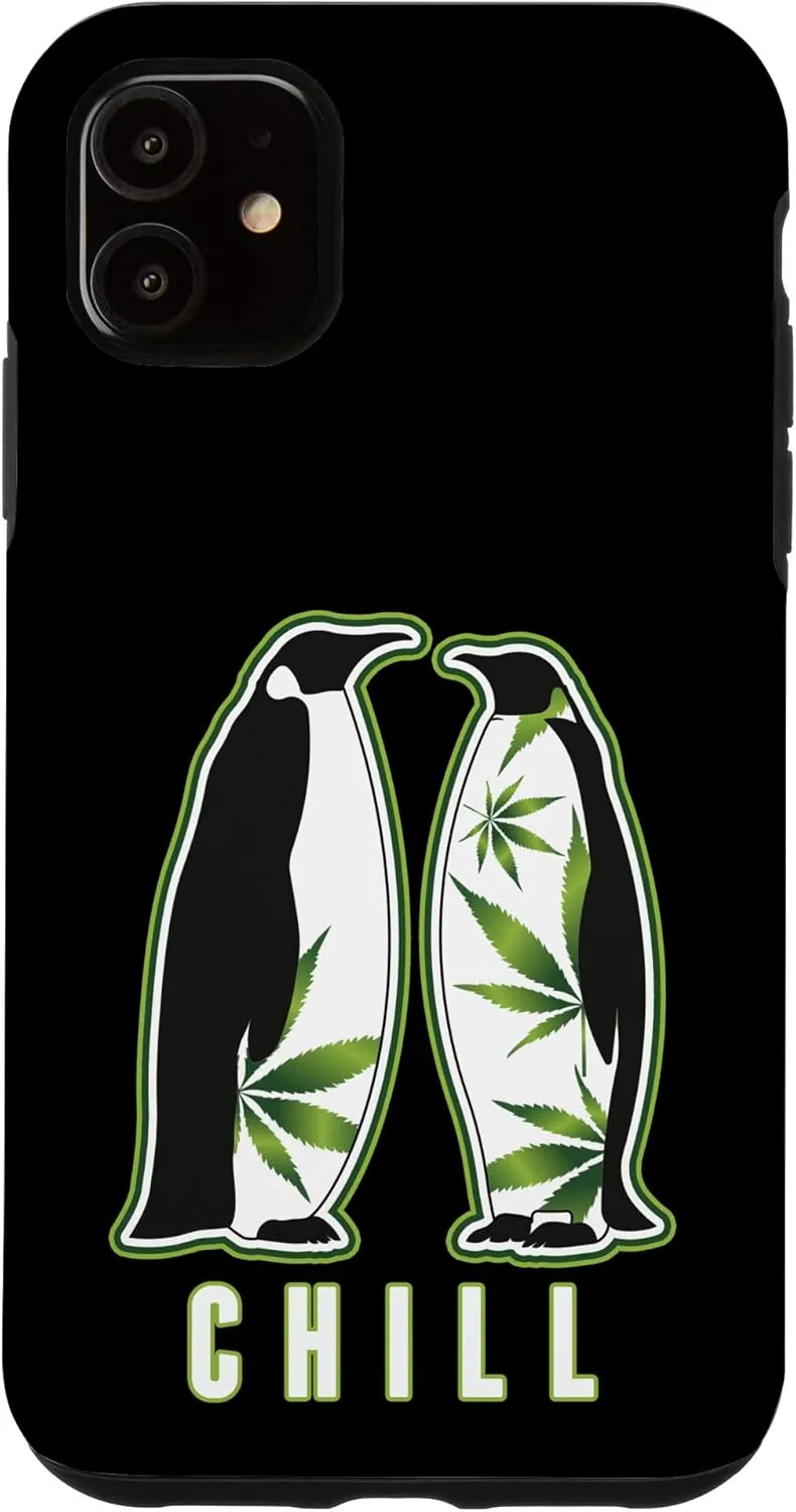 iPhone 11 Funny Penguin Marijuana Chill Weed 420 Marijuana Bud Pun Case