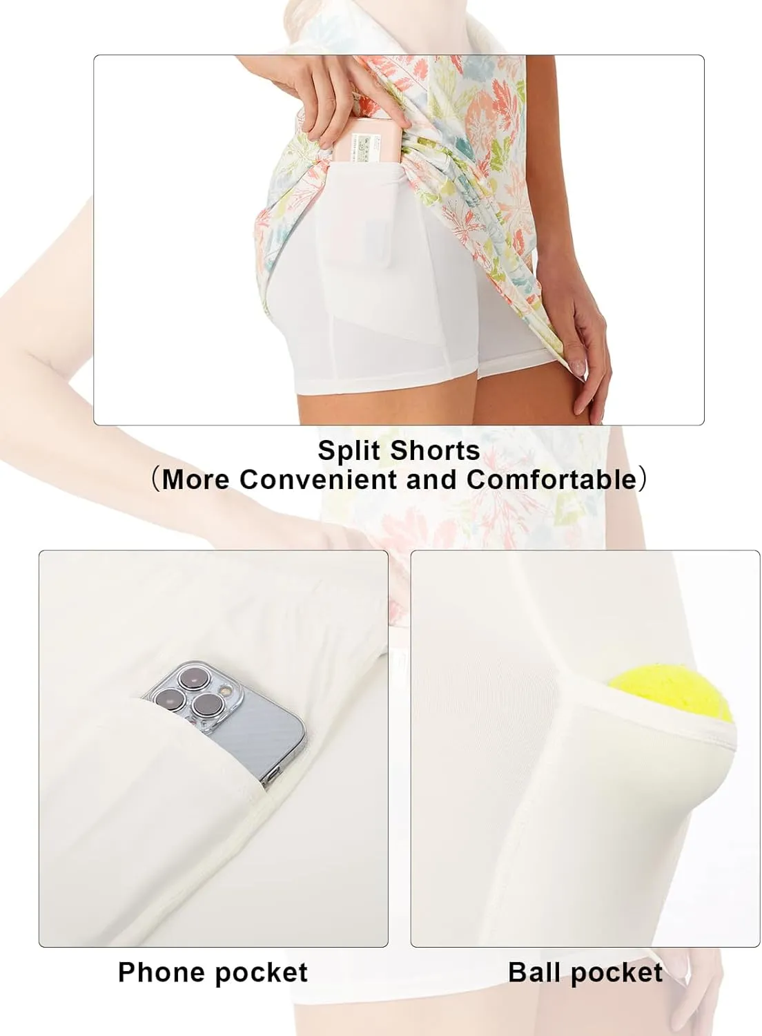 JACK SMITH Women Tennis Dress with Shorts Pockets Zip up Golf Athletic Workout Sleeveless Exercise Dresses
