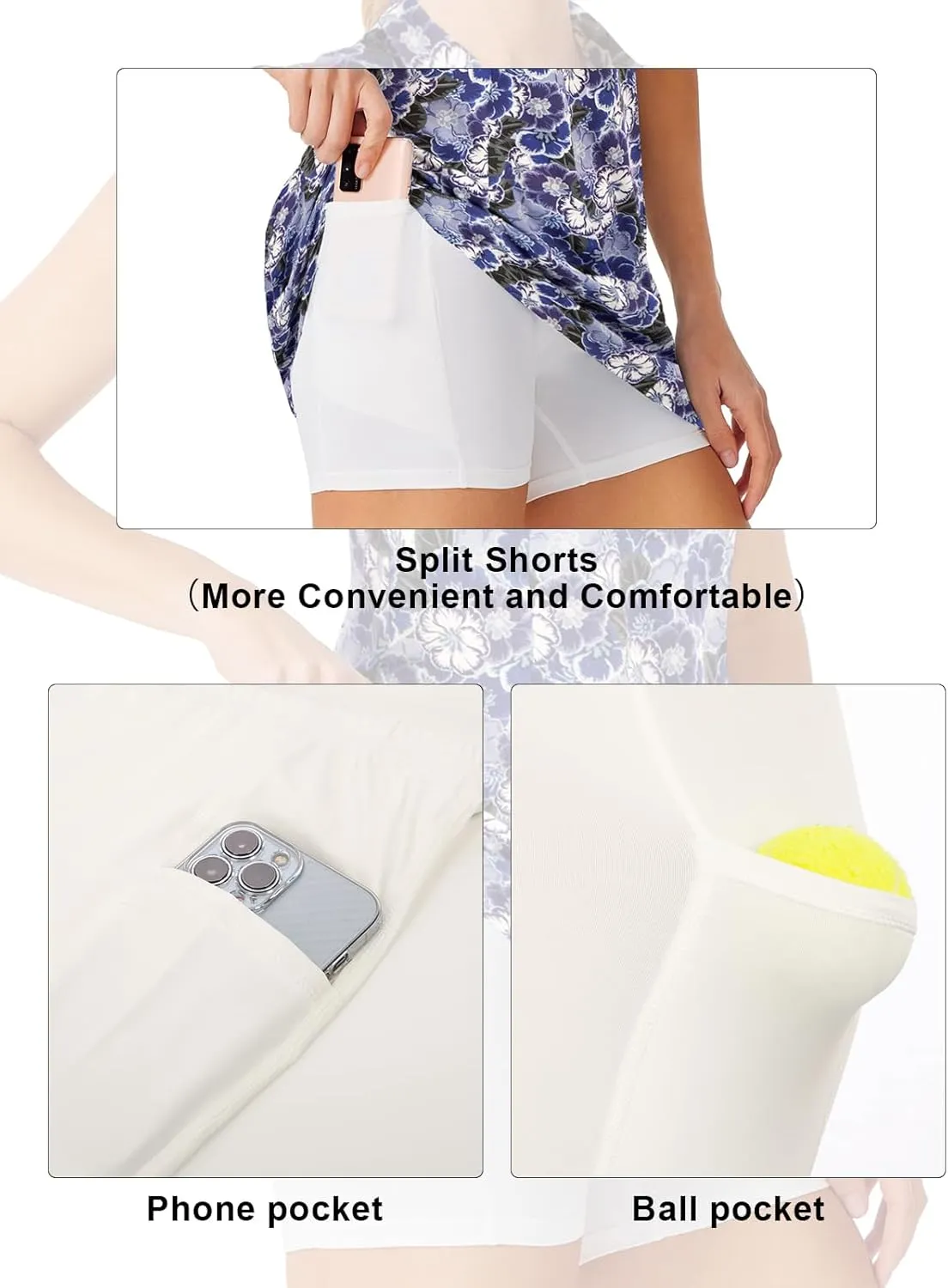 JACK SMITH Women Tennis Dress with Shorts Pockets Zip up Golf Athletic Workout Sleeveless Exercise Dresses