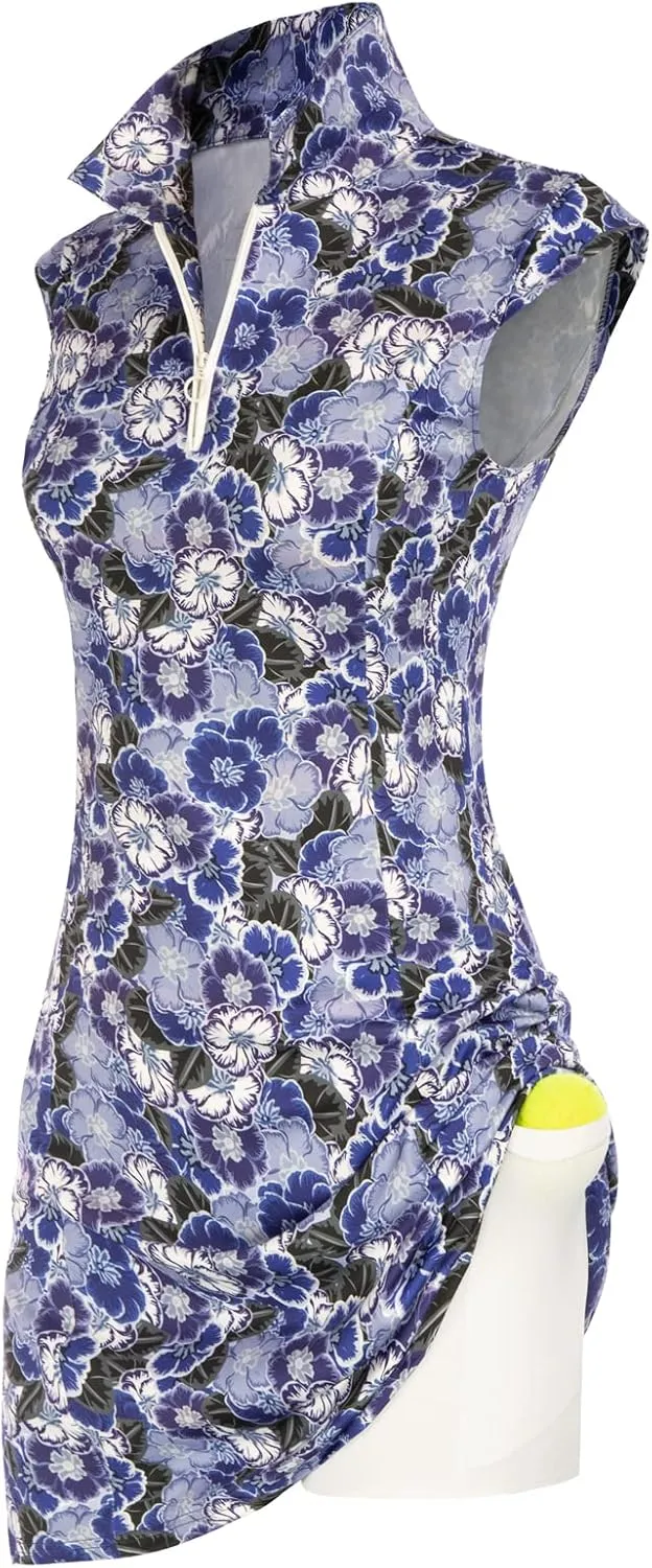 JACK SMITH Women Tennis Dress with Shorts Pockets Zip up Golf Athletic Workout Sleeveless Exercise Dresses