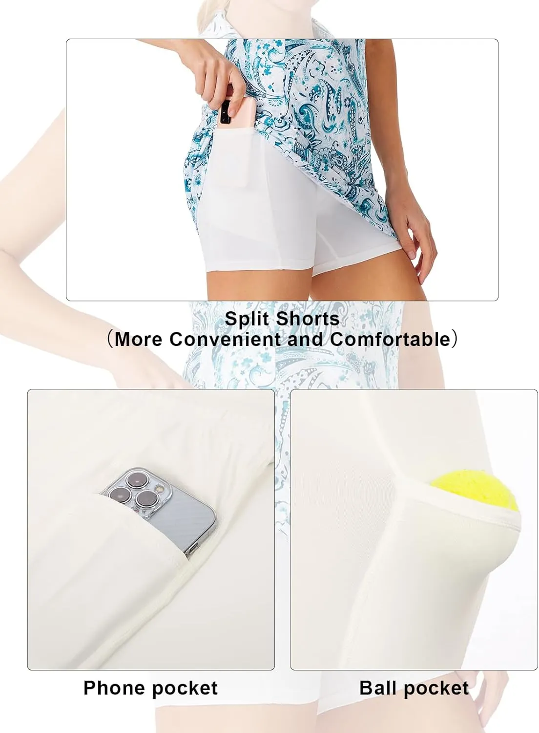 JACK SMITH Women Tennis Dress with Shorts Pockets Zip up Golf Athletic Workout Sleeveless Exercise Dresses