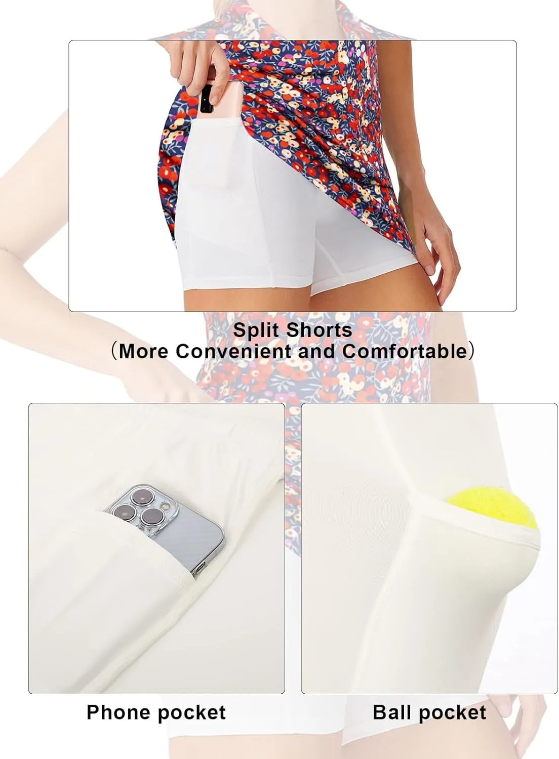JACK SMITH Women Tennis Dress with Shorts Pockets Zip up Golf Athletic Workout Sleeveless Exercise Dresses