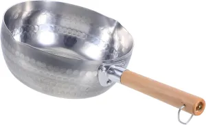 Japanese Style Camping Frying Pan Thickened Aluminum Flat Bottom Wooden Handle V-shaped Spouts Stove Pot Outdoor Cooking Pan