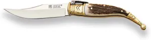 Joker Jerezana Pocket Knife Sevillana NC02 with Brass Ferrule, Deer Horn Handle, MOVA Blade 2.95 inches, Fishing Tool, Hunting, Camping and Hiking