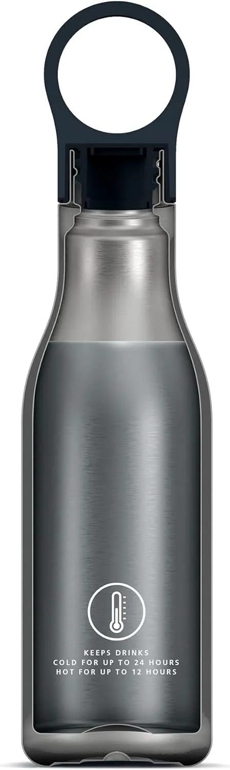 Joseph Joseph Loop™ Vacuum Insulated Water Bottle 500 ml (17 fl. oz) - Brushed/Anthracite