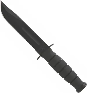 Ka-Bar 1259 KA bar, Short Fighting/Utility Knife, 1 1/4" Serrated Edge with Kydex Sheath, black