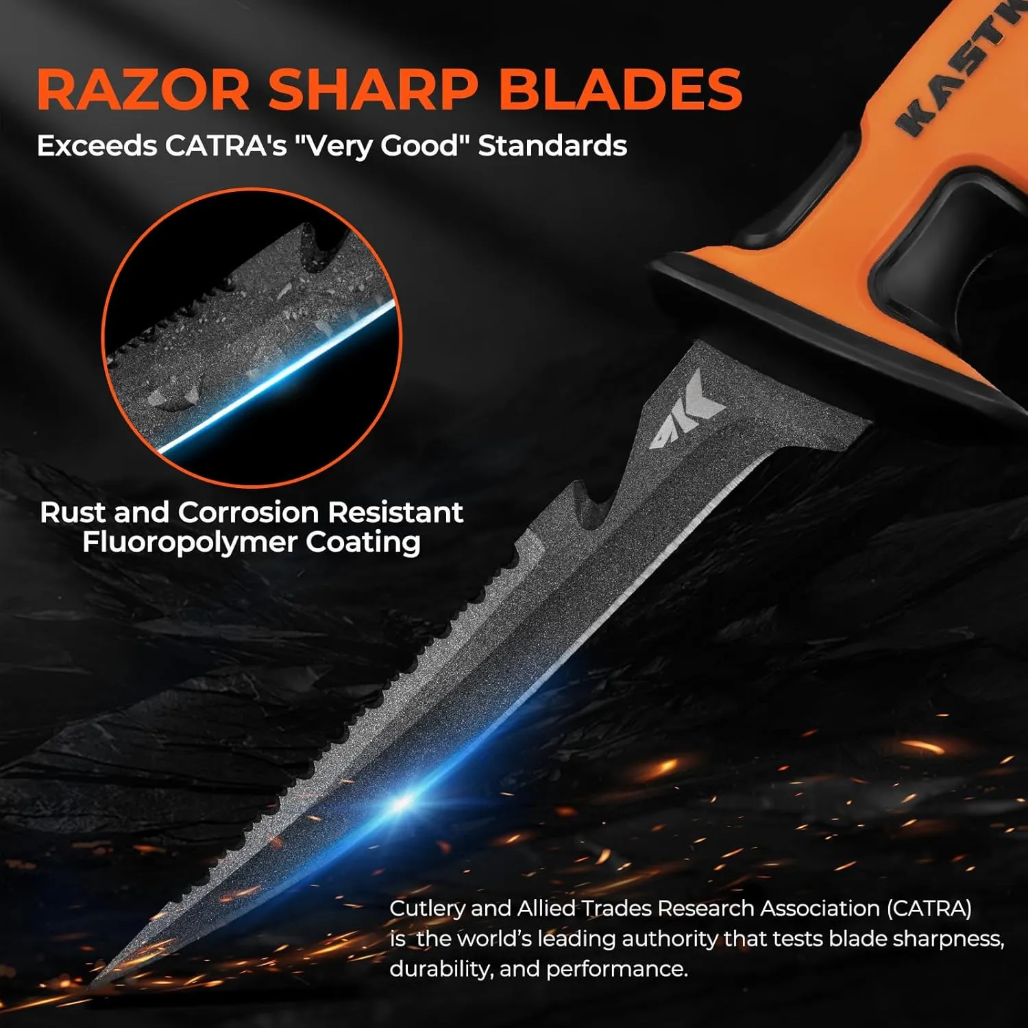 KastKing Ultimate Angler 5" Bait Knife, Razor Sharp Corrosion-resistant Vanadium Stainless Steel Blade, Fishing Knife with Dual Edge & Non-slip Handle, Includes Sheath with Sharpener & Carabiner