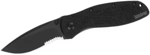 Kershaw BLACK BLUR 1670BLKST Cutting Knife - 3.39" Blade - Serrated Edge - Stainless Steel Anodized Aluminum
