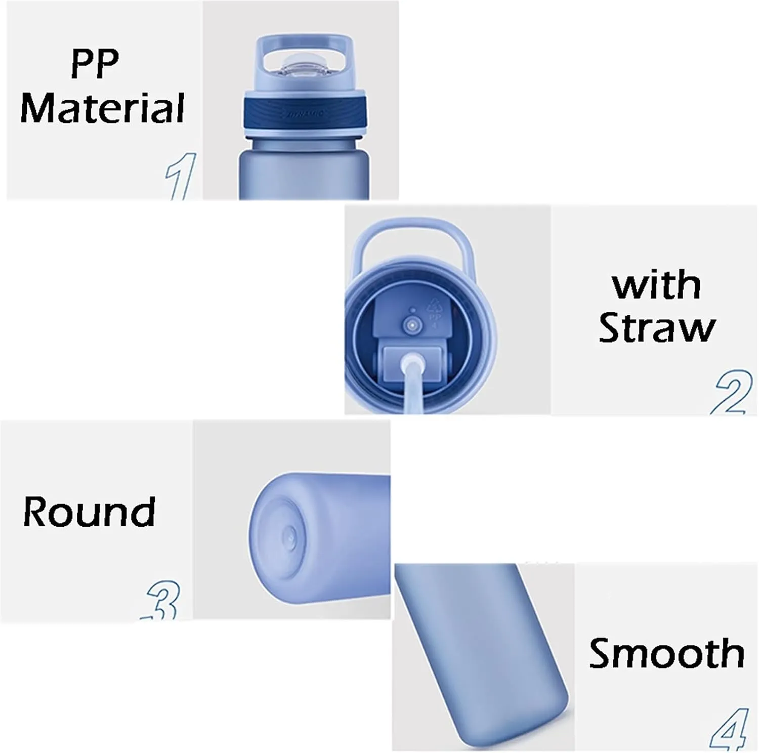 kettles Matte texture Plastic Water Bottle with Straw,Portable Sports Bottles BPA Free,Leakproof Cup Durable,for Fitness,Students Gift canteen(C,Medium)